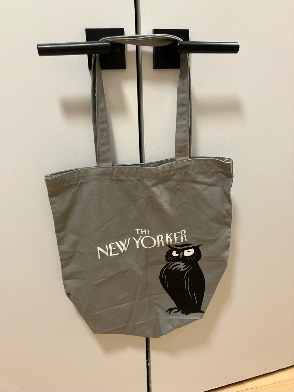 NWOT New Yorker Vintage Gray Canvas Tote with Owl Graphic